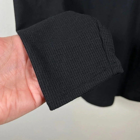 Athleta Wind Down Sleep Top Size Large Black Waffle Knit Henley Lounge Comfy - Picture 8 of 10